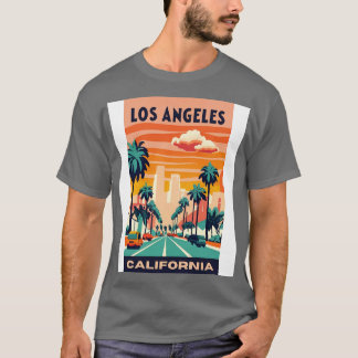Camiseta Arte Viagens vintage de Los Angeles California EUA