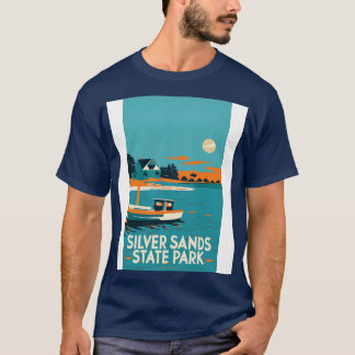 Camiseta Arte Viagens vintage do Prata Sands State Par