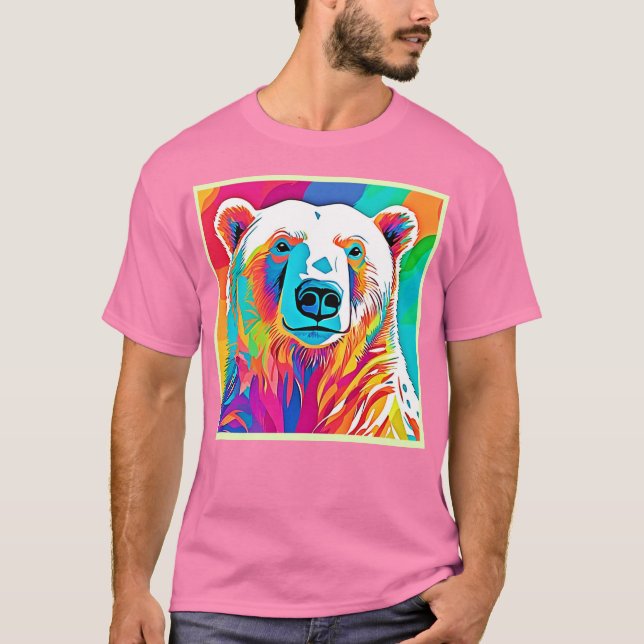 Camiseta Arte Vibrante de Cabeça de Urso (Frente)