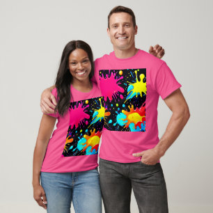 Camiseta Arte Vibrante de Explosão de Tinta