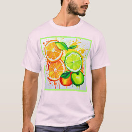 Camiseta Arte Vibrante de Frutas Cítricas