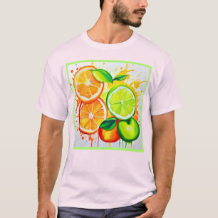 Camiseta Arte Vibrante de Frutas Cítricas