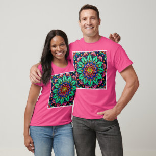 Camiseta Arte Vibrante de Mandala Floral