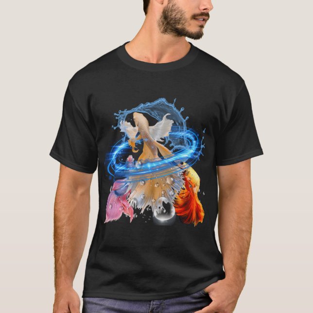 Camiseta Arte Vibrante de Peixe Betta (Frente)