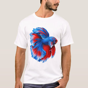 Camiseta Arte Vibrante de Peixe Betta - Peixe de Combate Si
