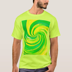 Camiseta Arte Vibrante de Redemoinho Verde e Amarelo