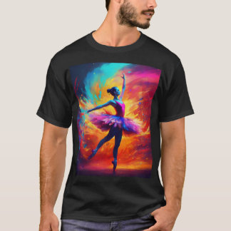 Camiseta Arte Vibrante de Uma Dança Ballerina Selvagem