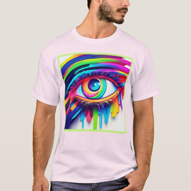 Camiseta Arte Vibrante do Olho Arco-Íris (Frente)