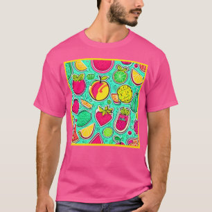 Camiseta Arte Vibrante Neon Fruta Orchard
