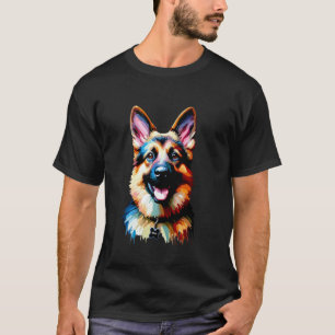 Camiseta Arte Vibrante Pastor Alemão NALA Presente Único pa