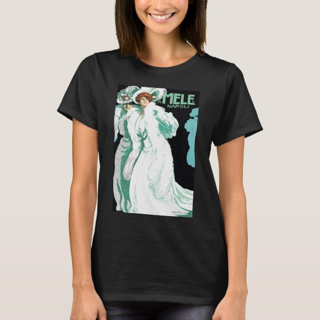 Camiseta Arte Vintage Art Nouveau, Moda Italiana, Mulheres  (Frente)