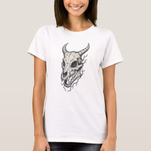 Camiseta Arte Vintage de Caveira de Dragão de Fantasia Somb