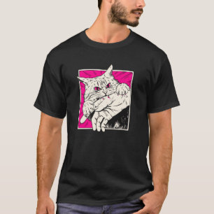 Camiseta Arte Vintage de Mordida de Gato Engraçado para Mãe
