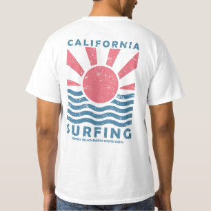 Camiseta Arte Vintage de Pôr do Sol de Surf na Califórnia