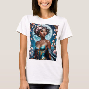 Camiseta Arte Vintage Inclinada Com Camisa-T De Flor Moonli