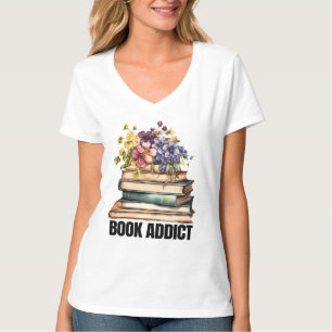 Camiseta arte vocal de viciado em livros engraçados