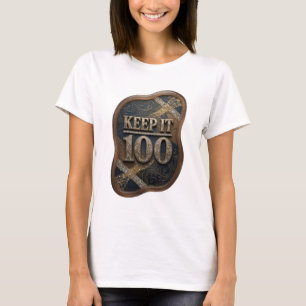 Camiseta Arte wearable dourada e elegante KEEP IT 100