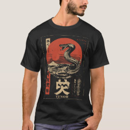 Camiseta Arte Zodiodiosa japonesa com Cobra em espiral