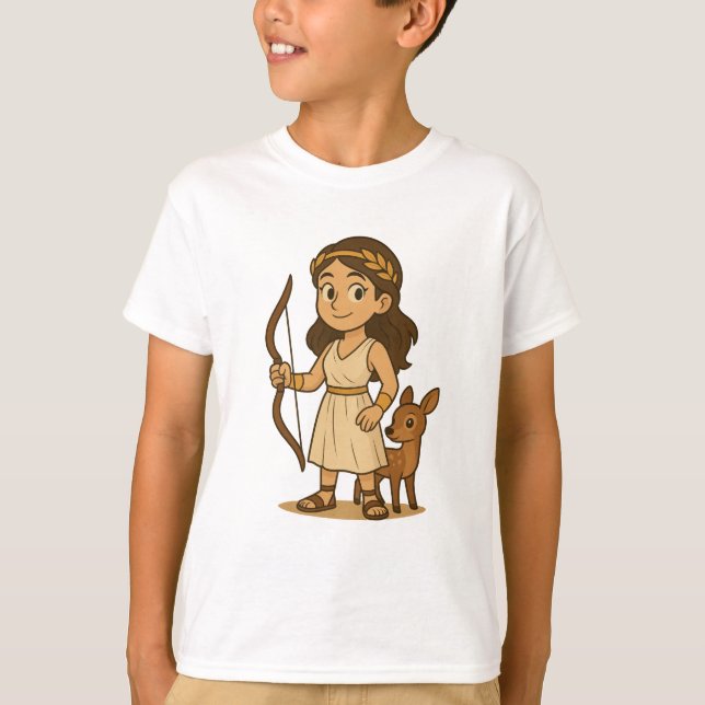 Camiseta Artemis Bebê Desenho Fofo | Deusa Grega  (Frente)