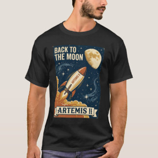 Camiseta Artemis II De Volta à Lua Pôster Espacial Vintage
