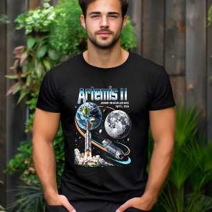 Camiseta Artemis II NASA Missão Lua Foguete Cósmic