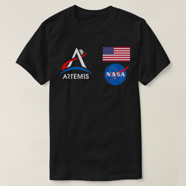 Camiseta Artemis Mission 1 One Astronaut Patch Front and Ba (Frente do Design)