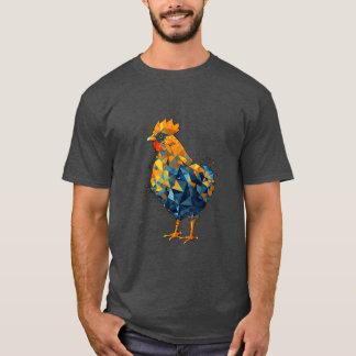 Camiseta Artes de Animais de Frango Geométrico Poligonal Co