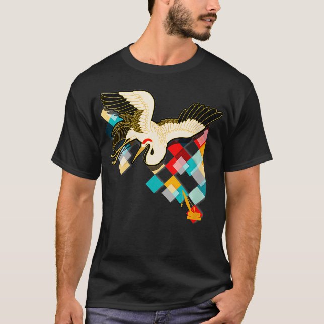 Camiseta Artes De Colagem De Gruas Industriais E Asiáticas  (Frente)