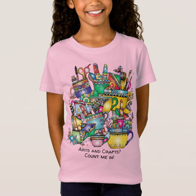 Camiseta Artes e Artesanatos me contam! Crianças Divertidas (Frente)