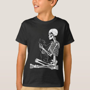 Camiseta Artes Gatinho Esqueleto Figurino De Halloween Skul