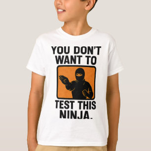 Camiseta Artes Marciais Boxe Ninja Perigo Estêncil Gráfico 