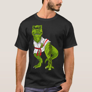 Camiseta Artes Marciais de Dinossauro Ninja Engraçado Judô