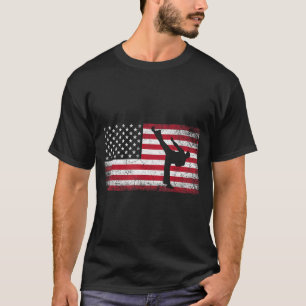 Camiseta Artes Marciais de Karatê 4 de Julho Bandeira Ameri