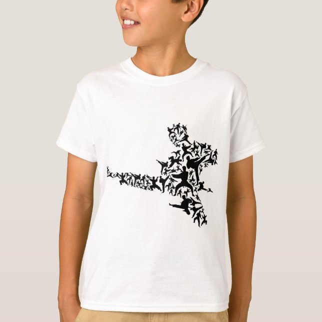 Camiseta Artes Marciais de Karatê Chute Voador Boxe Kickbox (Frente)