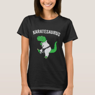 Camiseta Artes Marciais Dinossauro T Rex Engraçado Dinô Cut