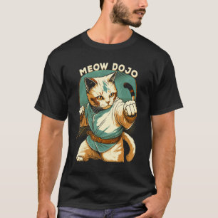 Camiseta Artes Marciais Japonesas Karate Gato Meow Dojo