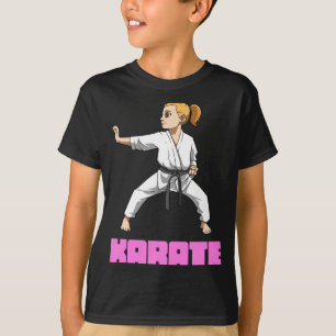 Camiseta Artes Marciais Karate Garota Posição Karate