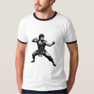 Camiseta Artes Marciais Mestre de Karate Posição de Luta Gr
