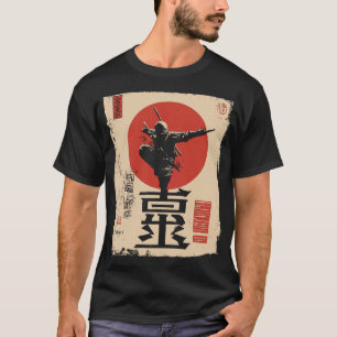 Camiseta Artes marciais Ninja Ação do Sol Vermelho Japonês