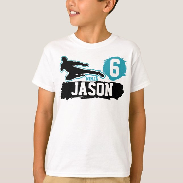 Camiseta Artes marciais Ninja Tema do Guerreiro Aniversário (Frente)