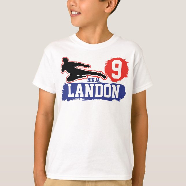 Camiseta Artes marciais Ninja Tema do Guerreiro Aniversário (Frente)