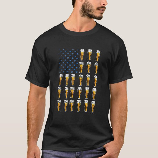 Camiseta Artesanato Beer American Flag EUA 4 de julho Brewe (Frente)