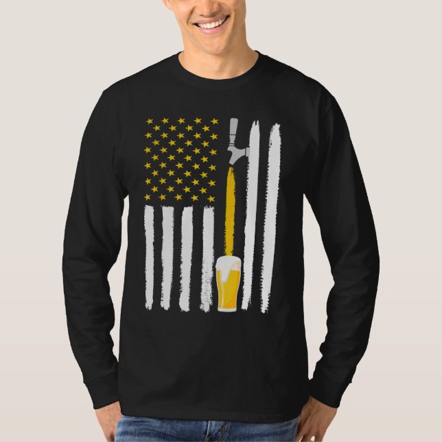 Camiseta Artesanato Beer American Flag EUA 4 de julho Brewe (Frente)