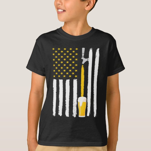 Camiseta Artesanato Beer American Flag EUA 4 de julho Brewe (Frente)