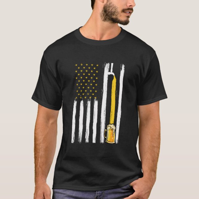 Camiseta Artesanato Beer American Flag Usa 4 De Julho Brewe (Frente)