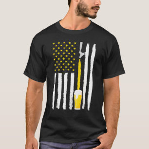 Camiseta Artesanato Beer American Flag Usa 4 de julho Brewe