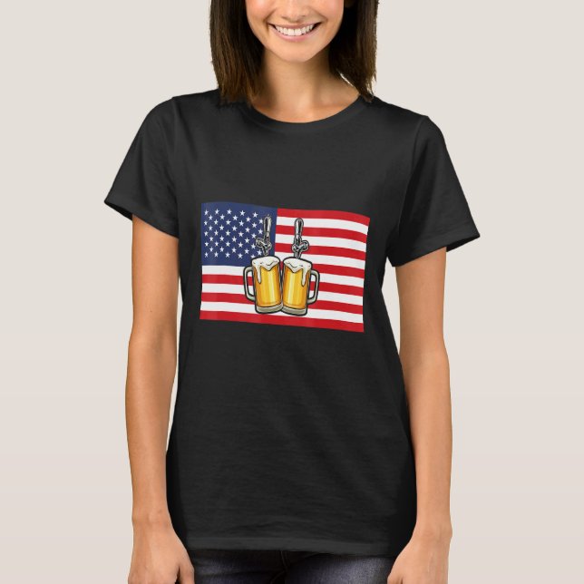 Camiseta Artesanato Beer Brewery EUA Flag 4 de julho Patrió (Frente)