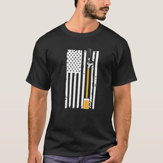 Camiseta Artesanato Beer Usa Flag American Patriot Beer Ho (Frente)