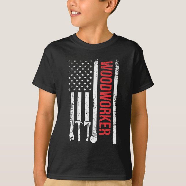 Camiseta  Artesanato do American Flag Woodworker (Frente)