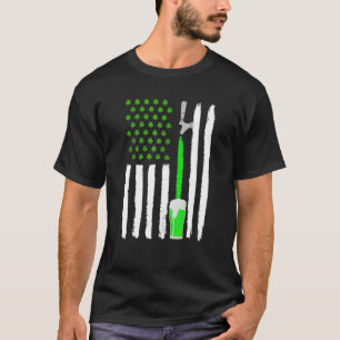 Camiseta Artesanato Irlandês Beer American Flag Shamrock Ru